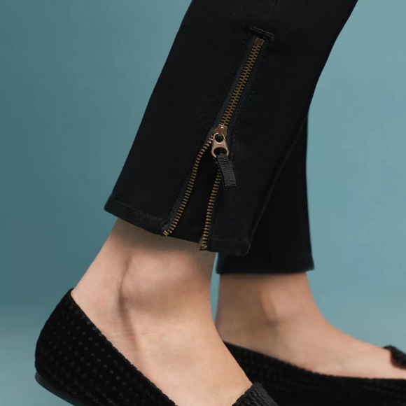 🔴BLACK FRIDAY SALE!Anthropologie Pilcro Black High-Rise Denim Ankle Zip Legging - Picture 2 of 16